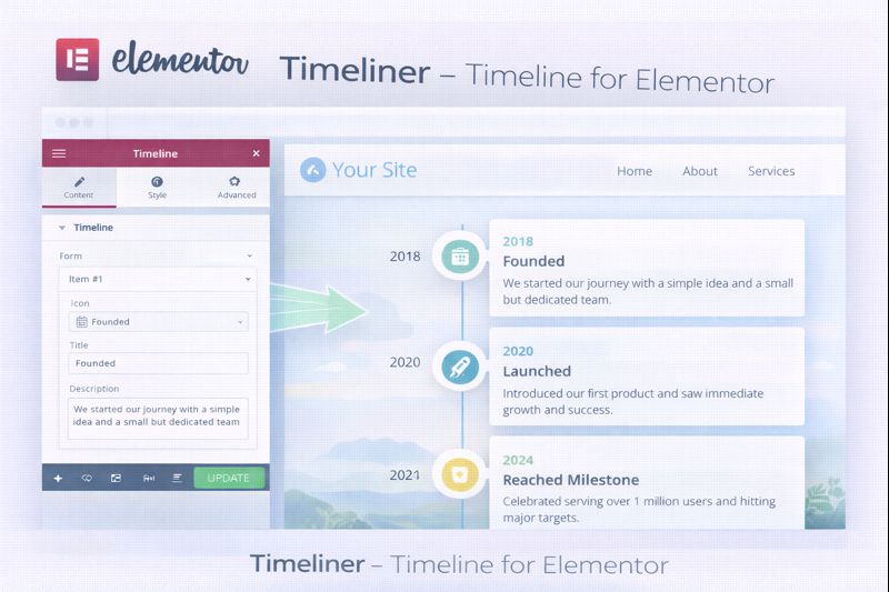 Timeliner Timeline for Elementor Preview