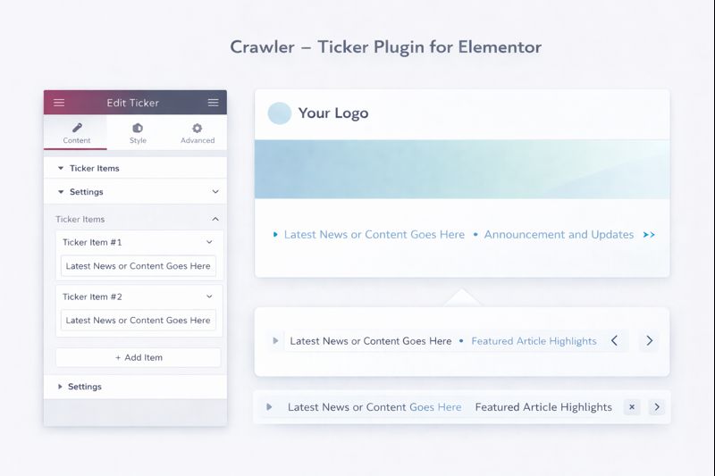 Crawler Ticker Plugin for Elementor Preview