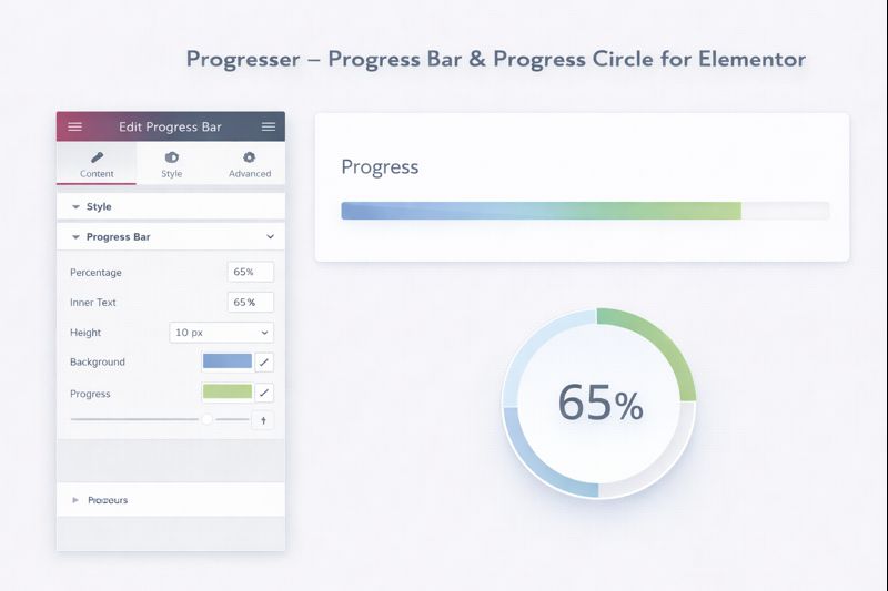 Progresser Progress Bar & Circle for Elementor Preview
