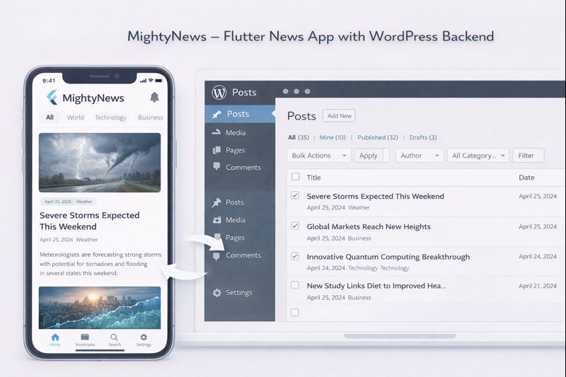 MightyNews Flutter News App Preview