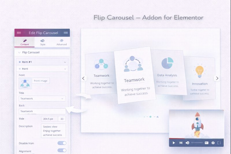 Flip Carousel Addon for Elementor Preview