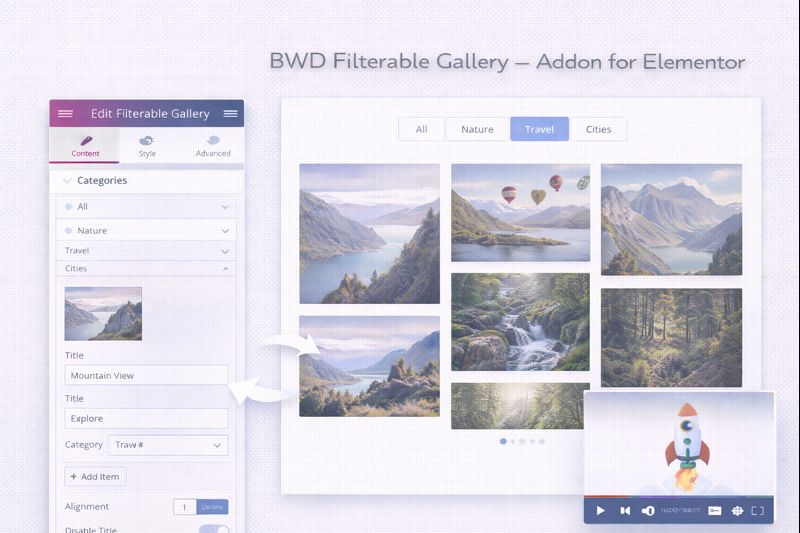BWD Filterable Gallery Addon for Elementor Preview
