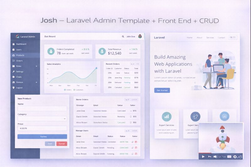 Josh Laravel Admin Template Preview