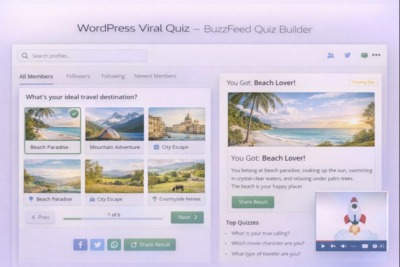WordPress Viral Quiz Plugin Preview