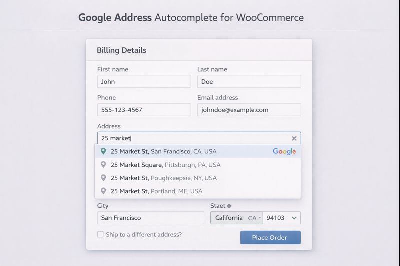 Google Address Autocomplete for WooCommerce Preview