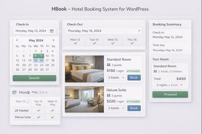 HBook Hotel Booking System WordPress Plugin Preview