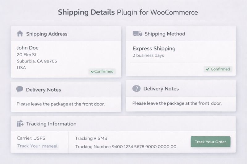 Shipping Details Plugin for WooCommerce Preview
