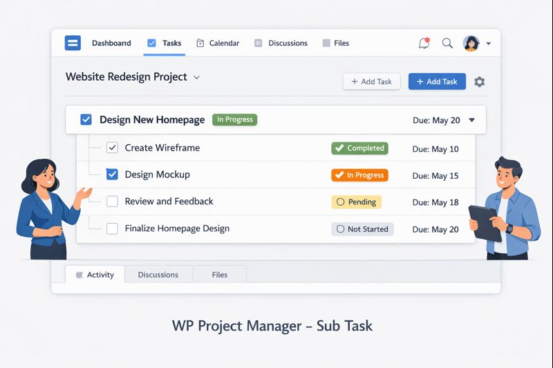WP Project Manager Sub Task Preview